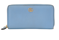 Gucci Long Zip Around Wallet, Leather, Blue, 334, B/DB, 2*